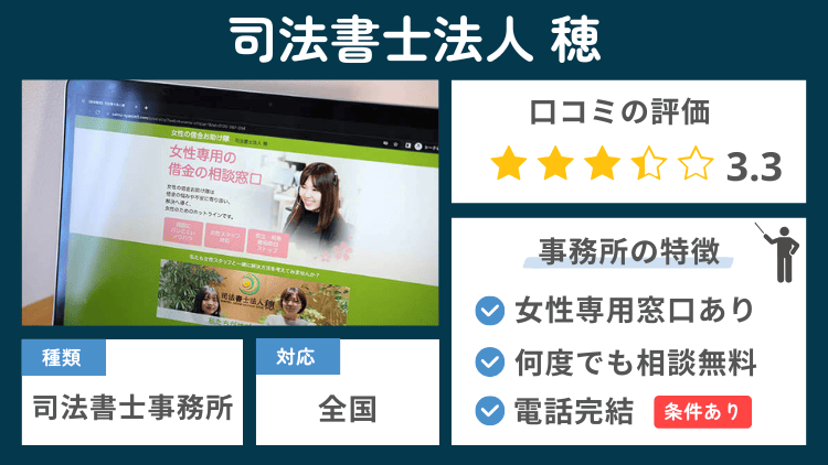 司法書士法人穂の事務所の特徴説明図