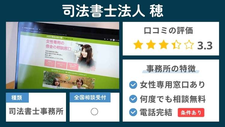 司法書士法人穂の事務所の特徴説明図